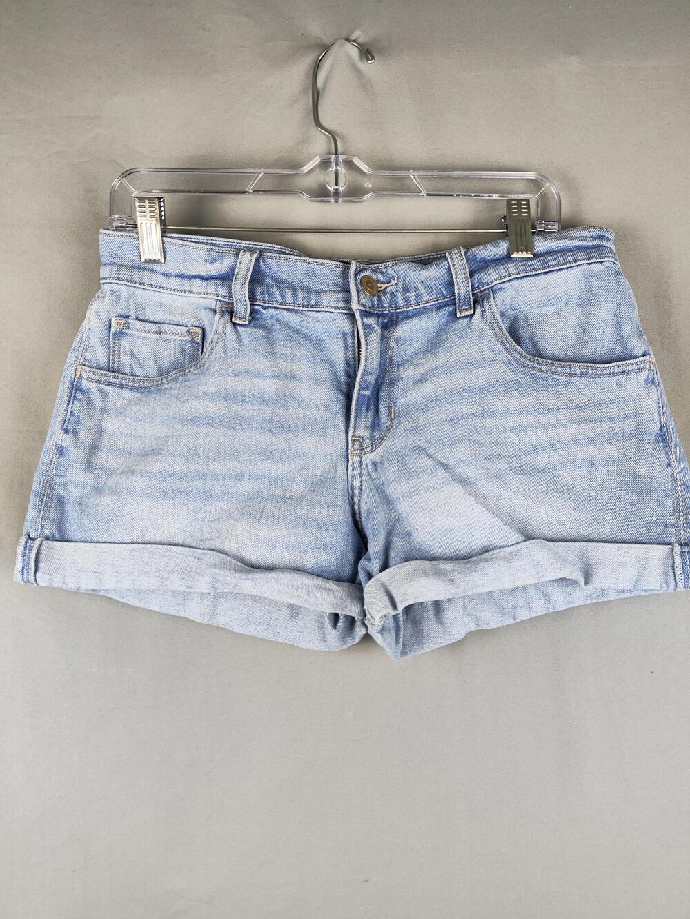 Hollister Denim Shorts Juniors 5 Light Wash Low Rise Baggy Cuffed 3 In Inseam